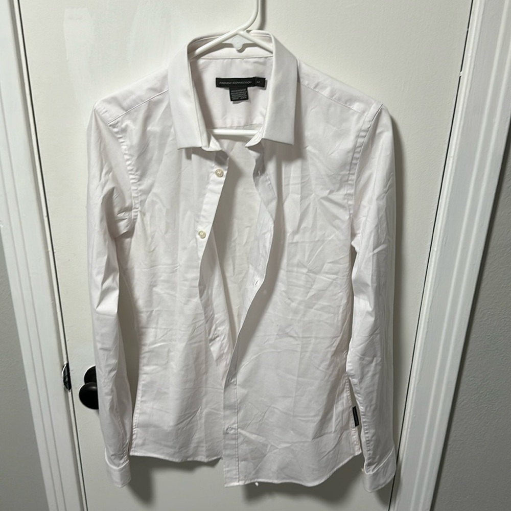French Connection Size M white button down dress shirt